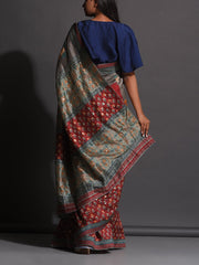 Grey Vasansi Silk Printed Saree