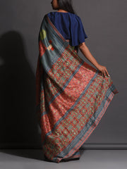 Slate Grey Vasansi Silk Printed Saree