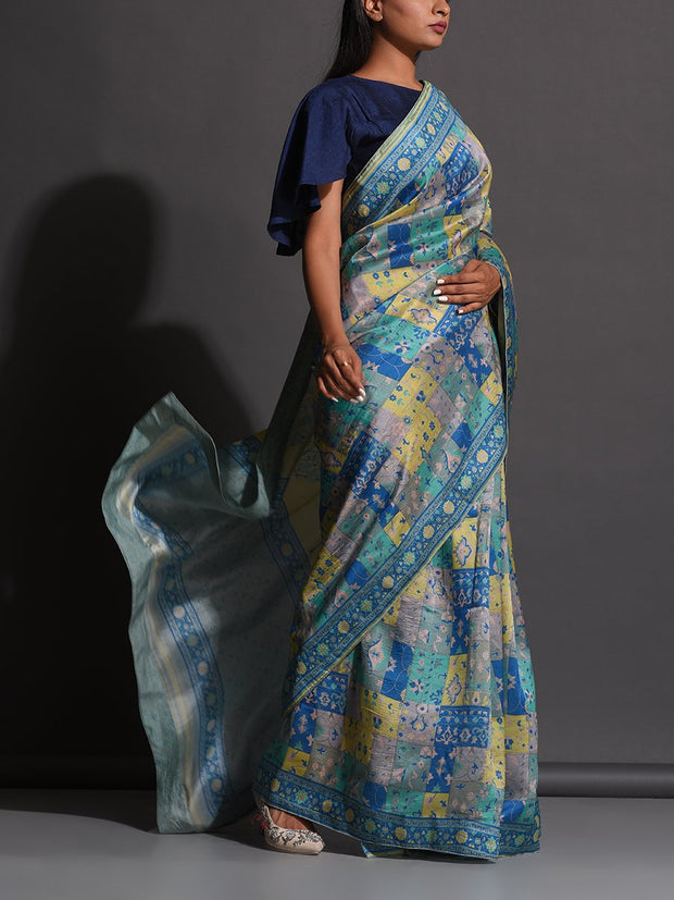 Blue Vasansi Silk Printed Saree