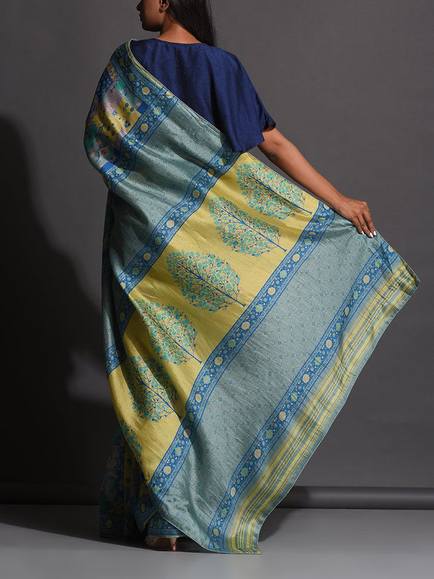 Blue Vasansi Silk Printed Saree