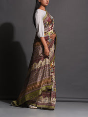 Brown Vasansi Silk Printed Saree