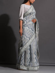 Grey Vasansi Silk Printed Saree