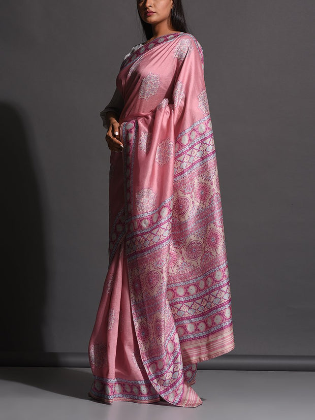 Lilac Vasansi Silk Printed Saree