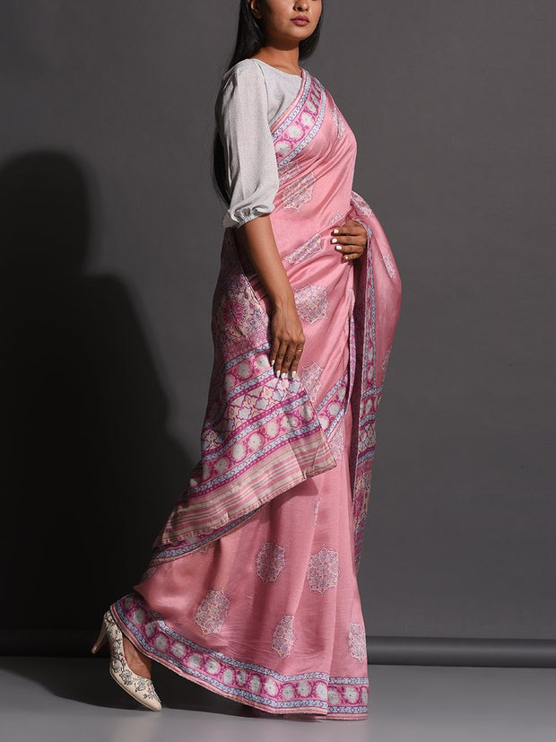 Lilac Vasansi Silk Printed Saree