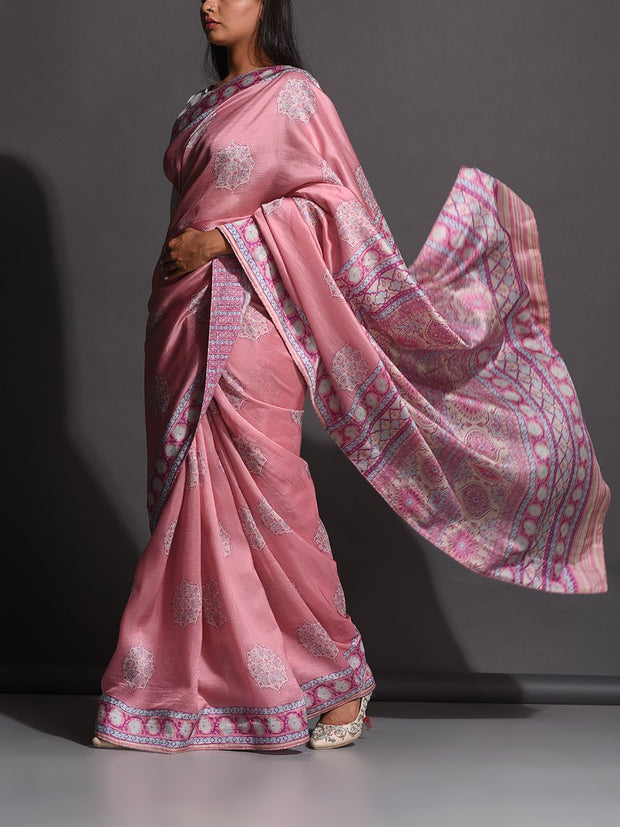 Lilac Vasansi Silk Printed Saree