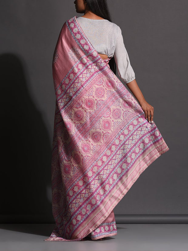 Lilac Vasansi Silk Printed Saree