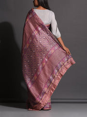 Lilac Beige Vasansi Silk Printed Saree