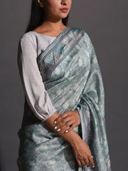 Santorini Blue Vasansi Silk Printed Saree