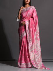 Pink Vasansi Silk Printed Saree