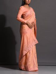 Peach Vasansi Silk Printed Saree