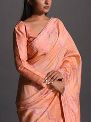 Peach Vasansi Silk Printed Saree