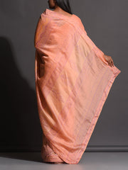 Peach Vasansi Silk Printed Saree