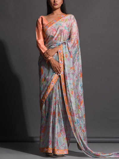 Saree, Sarees, Printed, Highlighted, Light weight, Casual wear, Traditional, Traditional wear, Traditional outfit, Chiffon, Bemberg, Chiffon saree, Bemberg saree, Floral printed