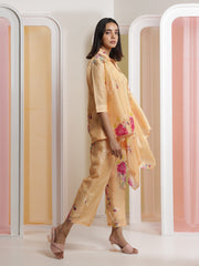 Peach Vasansi Silk Crop top and Pant Set