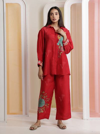 Red Vasansi Silk Co-ord Set