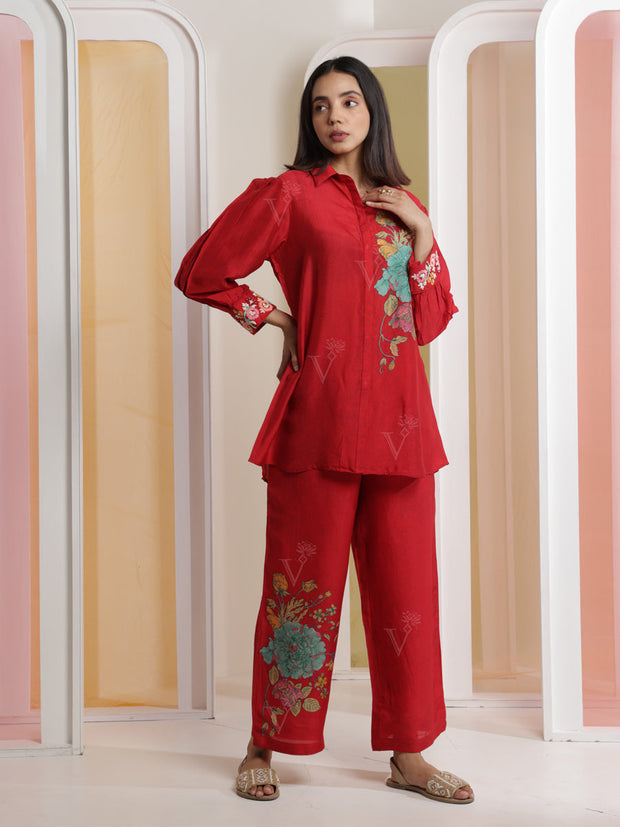 Red Vasansi Silk Co-ord Set