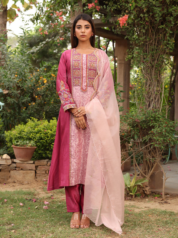 _label_New, DD35, MTO, RK, Pink, Embroidered ,Chanderi, Suit Set , Suit