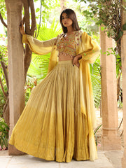 Pistachio Green Organza Jacket and lehenga Set