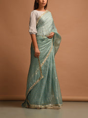 Green Kota Silk Gotta Patti Saree