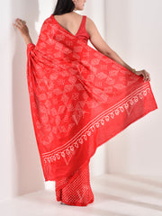 Red Gazzi Pure Silk Bandhani Saree