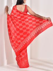 Red Gazzi Pure Silk Bandhani Saree