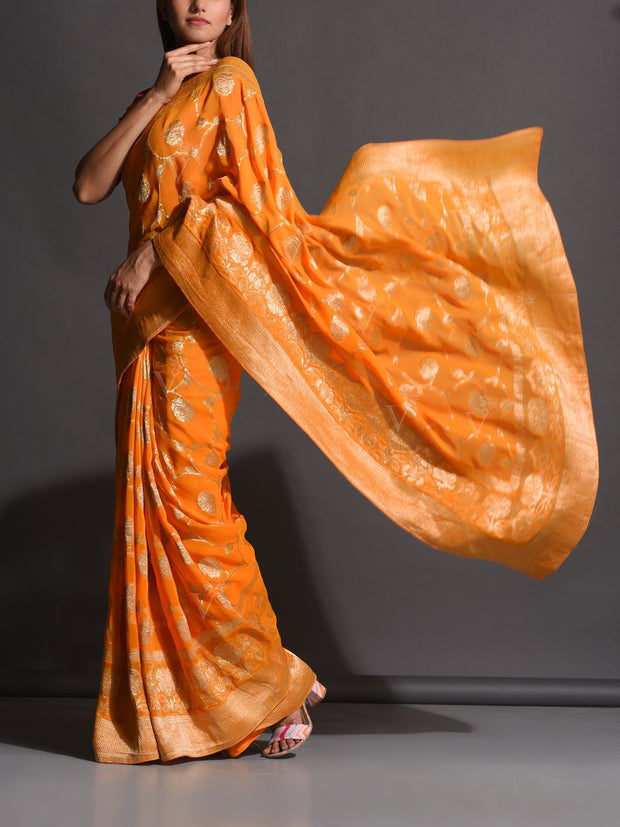 Yellow Dola Silk Powerloom Saree