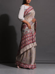 Grey Vasansi Silk Printed Saree