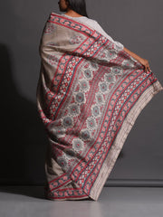 Grey Vasansi Silk Printed Saree