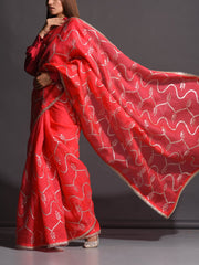 Red Organza Silk Gota Patti Saree