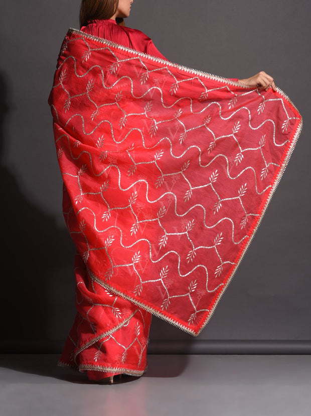 Red Organza Silk Gota Patti Saree