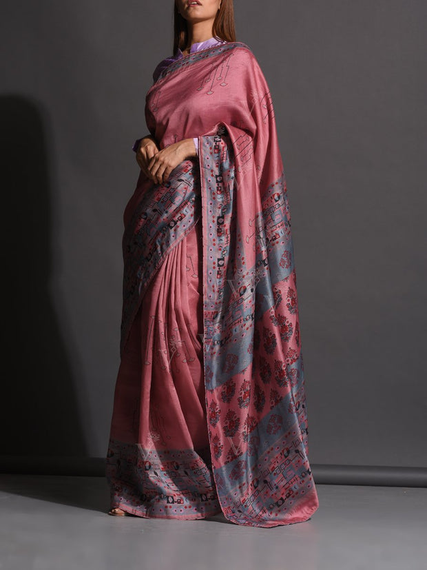 Old Rose Vasansi Silk Printed Saree