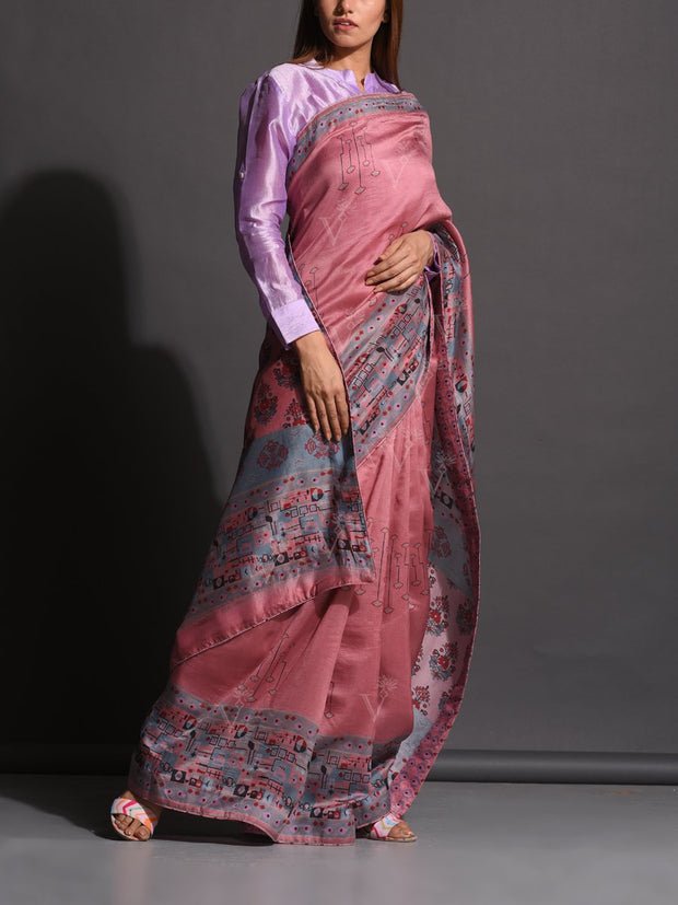 Old Rose Vasansi Silk Printed Saree