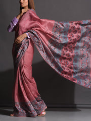 Old Rose Vasansi Silk Printed Saree