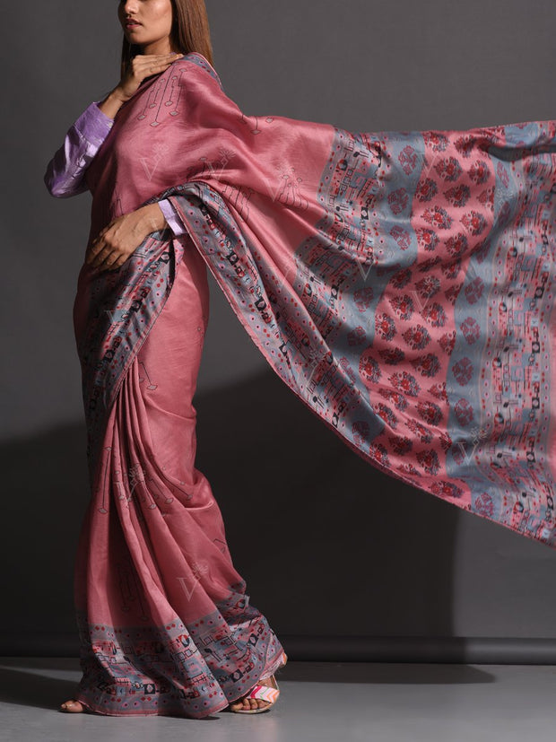 Old Rose Vasansi Silk Printed Saree