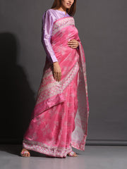 Pink Vasansi Silk Printed Saree