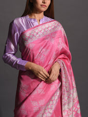 Pink Vasansi Silk Printed Saree