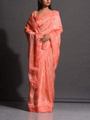 Peach Vasansi Silk Printed Saree