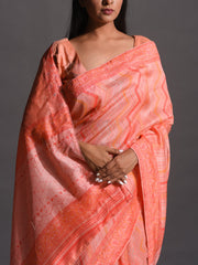 Peach Vasansi Silk Printed Saree