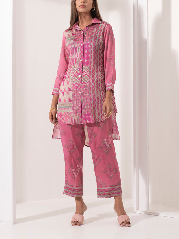 Misty Pink Silk Pant Set