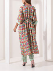 Spring Leaf Print Silk Co ord Set