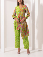 Parrot Green Silk Pant Set