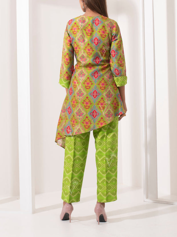 Parrot Green Silk Pant Set