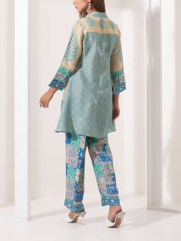 Baby Blue Silk Pant Set