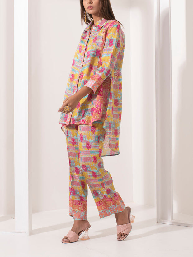 Muti Color Silk Pant Set