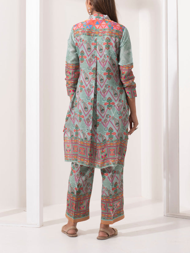 Fern Green Silk Pant Set