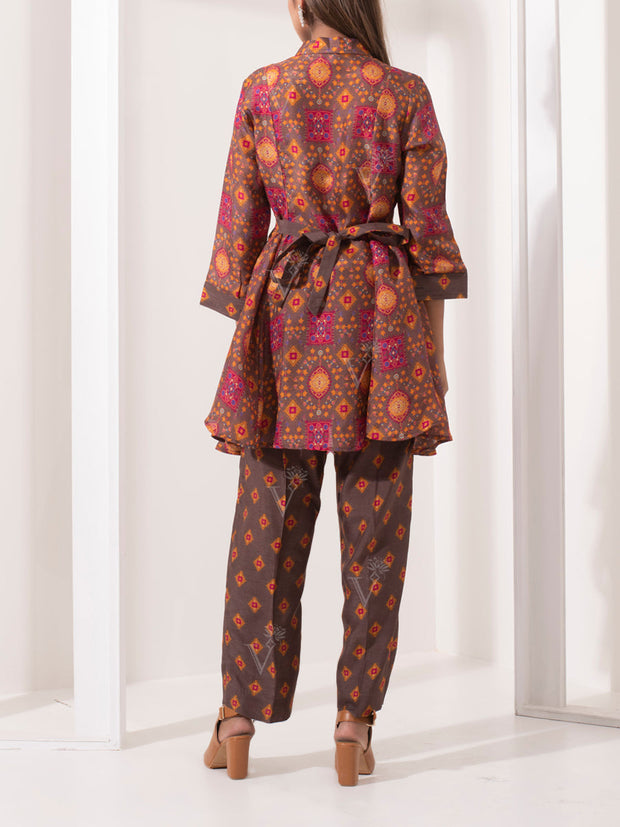 Brown Silk Pant Set