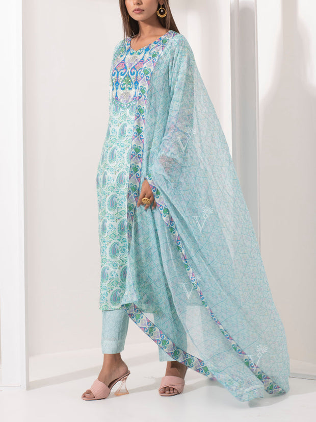 Baby Blue Silk Suit Set