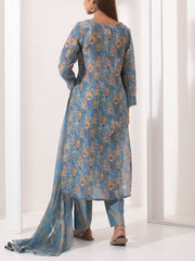 Blue Printed Silk Suit Set