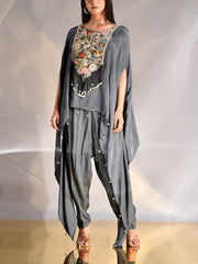 _label_New, DD35, MTO, RK,  Charcoal Grey, Wrinkle Crepe, Kaftan Set