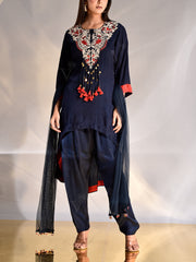 Midnight Blue Crepe Kurta and Pant Set